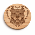 Handmade Pitbull Wooden Magnet – Mandala Heart Design for Dog Lovers